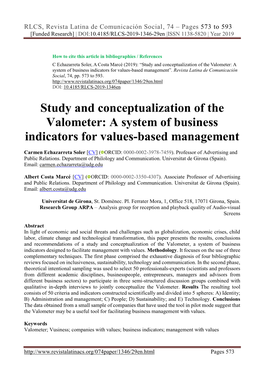 A System of Business Indicators for Values-Based Management”