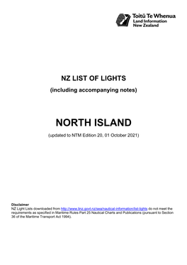 NZ LIST of LIGHTS (Including Accompanying Notes)