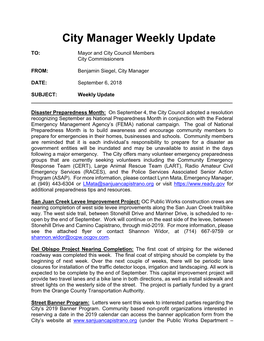 City Manager Weekly Update