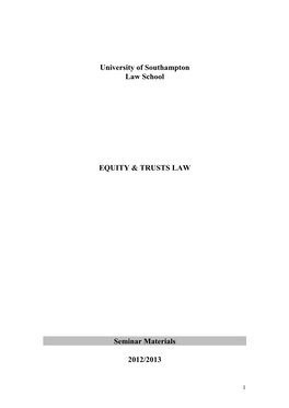 University of Southampton Law School EQUITY