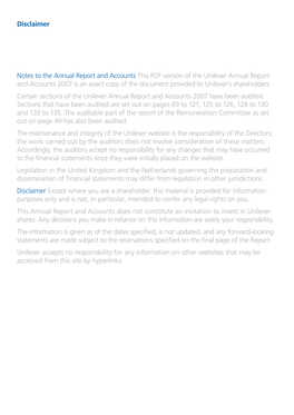 Disclaimer Notes to the Annual Report and Accounts This PDF Version Of