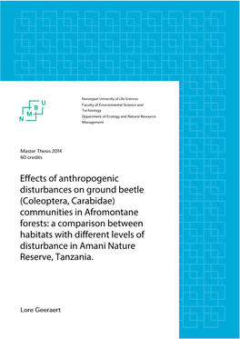 Effects of Anthropogenic Disturbances on Ground Beetle (Coleoptera