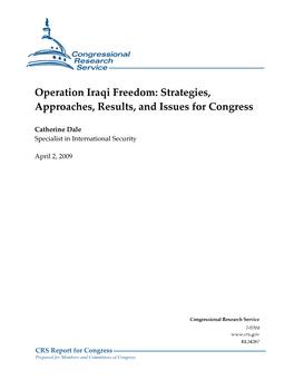Operation Iraqi Freedom: Strategies, Approaches, Results