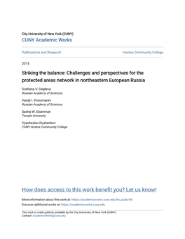 Challenges and Perspectives for the Protected Areas Network in Northeastern European Russia