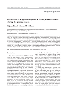 Original Papers Occurrence of Hippobosca Equina in Polish