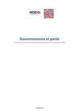 Gouvernements Et Parité Historique De L'avancée De La Parité Au Sein Des Gouvernements Français Depuis 1981