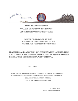 Practices and Adoption of Conservation Agriculture and Its Implication on Food Secrutity in Assosa Woreda Benshangul Gumuz Region, West Ethiopia