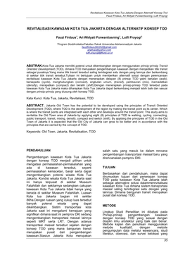 Revitalisasi Kawasan Kota Tua Jakarta Dengan Alternatif Konsep Tod Fauzi Firdaus, Ari Widyati Purwantiasning, Lutfi Prayogi