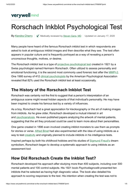 Rorschach Inkblot Psychological Test