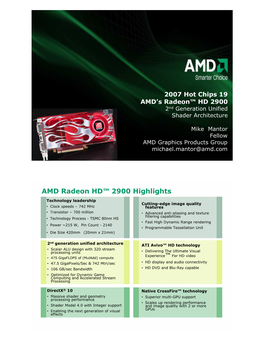 HC19.20.310.AMD's Radeon™ HD 2900 2Nd Generation Unified