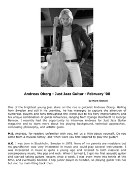 Andreas Oberg - Just Jazz Guitar - February ‘08