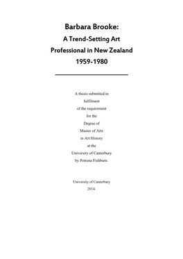 Barbara Brooke: a Trend-Setting Art Professional in New Zealand 1959-1980 ______