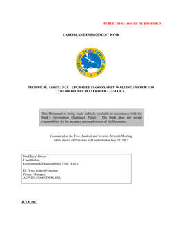 Upgraded Flood Early Warning System for the Rio Cobre Watershed - Jamaica