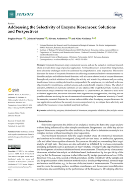 Addressing the Selectivity of Enzyme Biosensors: Solutions and Perspectives