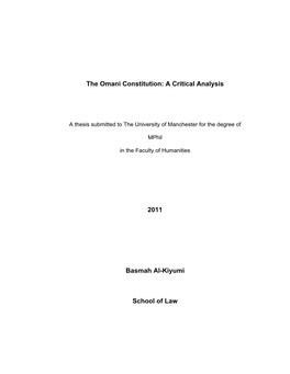 The Omani Constitution: Critical Analysis