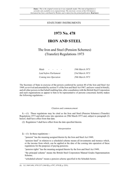 Pension Schemes) (Transfer) Regulations 1973