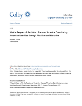 Constituting American Identities Through Pluralism and Narrative