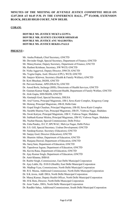 Minutes of the Meeting of Juvenile Justice Committee Held on 12.07.2018 at 04.45 P.M