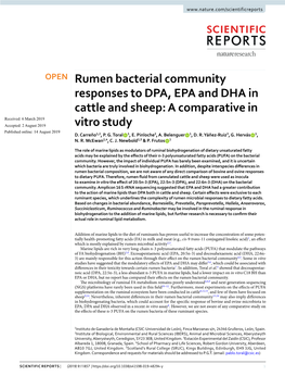 Rumen Bacterial Community Responses to DPA, EPA and DHA In