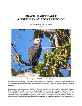 Brazil: Harpy Eagle & Southern Amazon Extension