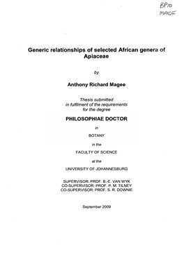 Generic Relationships of Selected African Genera of Apiaceae