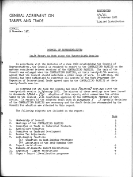 GENERAL AGREEMENT on «^ ^ TARIFFS and TRADE ' Limited Distribution