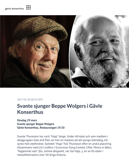 Svante Sjunger Beppe Wolgers I Gävle Konserthus