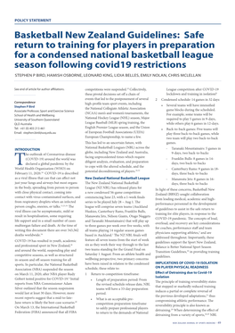 Basketball New Zealand Guidelines