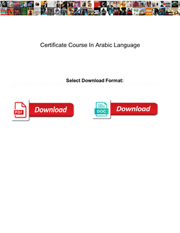 Certificate Course in Arabic Language
