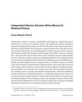 Independent Women Scholars Write (Women's) Medieval History