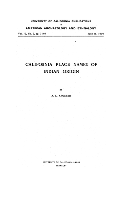 California Place Names of Indian Origin