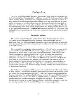 Earthquakes and Volcanoes Readings 07.Doc