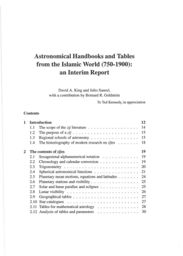 Astronomical Handbooks and Tables from the Islamic World (750-1900): an Interim Report