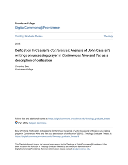 Analysis of John Cassian's Writings on Unceasing Prayer in Conferences