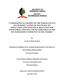 “A Missiological Critique of the World Council Of