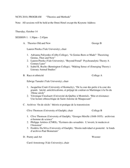 2010, PROGRAM “Theories and Methods”