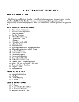 Chapter V. Historic Site Interpretation