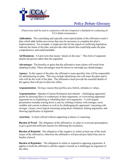 Policy Debate Glossary