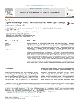 Degradation of Indigo Dye by a Newly Isolated Yeast, Diutina Rugosa from Dye MARK Wastewater Polluted Soil ⁎ Paul O