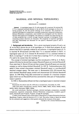 Maximal and Minimal Topologieso