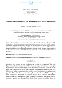 Anatomical Studies on Larynx and Voice Production in Historical Perspective