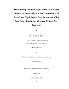 Determining Optimal Flight Paths for Cellular Network Connectivity for the Transmission of Real-Time Physiological Data in Suppo