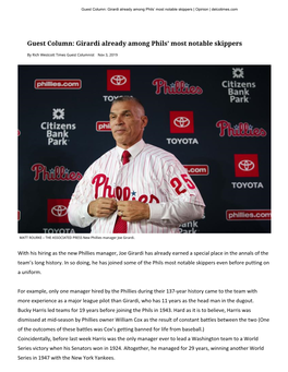 Girardi Already Among Phils' Most Notable Skippers