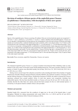 Revision of Southern African Species of the Anglerfish Genus Chaunax (Lophiiformes: Chaunacidae), with Descriptions of Three New Species