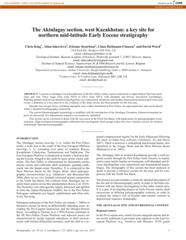 The Aktulagay Section, West Kazakhstan: a Key Site for Northern Mid-Latitude Early Eocene Stratigraphy