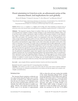 Floral Orientation in Eulychnia Acida, an Arborescent Cactus of the Atacama Desert, and Implications for Cacti Globally