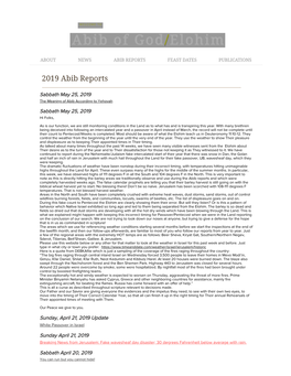 Abib of God Abib Reports 2019