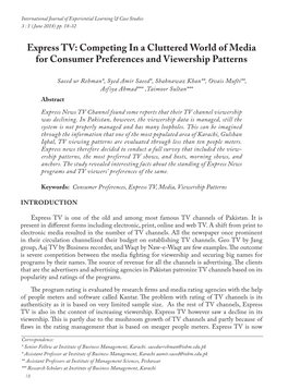 Express TV: Competing in a Cluttered World of Media for Consumer Preferences and Viewership Patterns