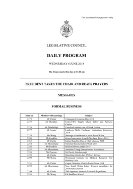 Daily Program