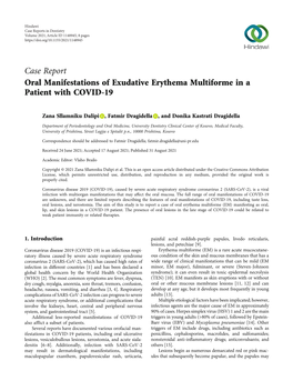 Case Report Oral Manifestations of Exudative Erythema Multiforme in a Patient with COVID-19